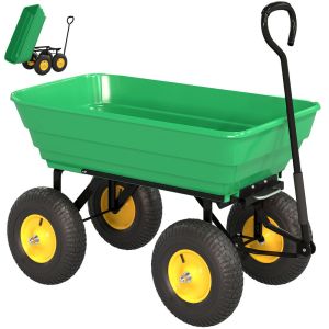 Carro de jardín 109x52x94 cm acero, pp color verde Outsunny
