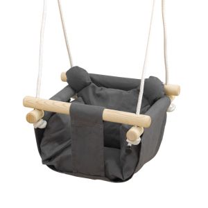 Columpio para bebé 40x40x180 cm lona de algodón, madera color gris aiyaplay