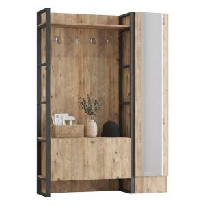 Mueble de entrada damasco, perchero, en madera noble