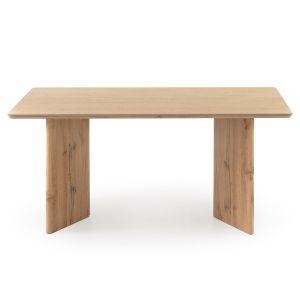 Mesa rectangular roble con sobre cerámico mármol, 160x90x75cm