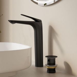 Mezclador de lavabo alto - negro mate - latón