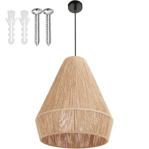 Lámpara colgante de yute en estilo boho, 40 w, 40,5 x 47 cm, natural