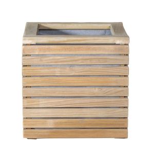 Macetero Luxe 40x40x39 cm de madera de pino tratada para exterior.