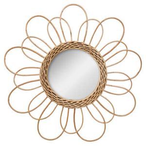 Espejo de ratán con diseño de una flor 38 cm