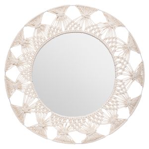 Espejo de palma de algodón color beige - 56 cm