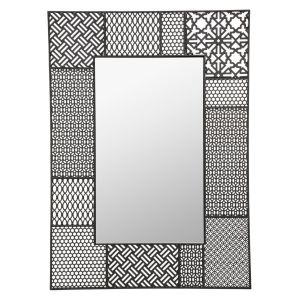 Espejo decorativo Teeco metal perforado color negro - 66 x 91 cm