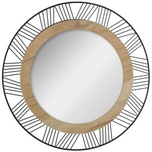 Espejo redondo de metal y madera Ø45 cm