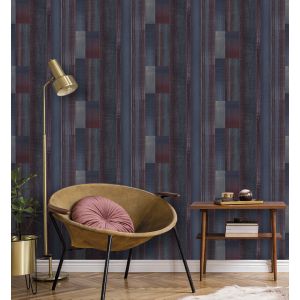 Papel pintado texturizado tnt tablas madera envejecida azul y vino