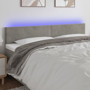 Cabecero con LED de terciopelo gris claro 200x5x78/88 cm eso4852