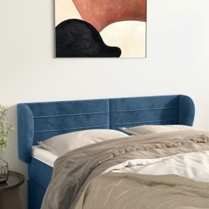 Cabecero de terciopelo azul oscuro 147x23x78/88 cm eso2686