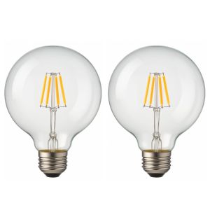 Pack x2 bombilla LED globo g125 E27 filamento 8w 800lm. Luz cálida 2700k