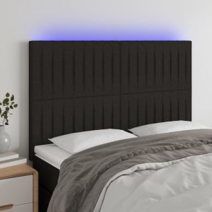 Cabecero con luces LED tela negro 144x5x118/128 cm eso2210