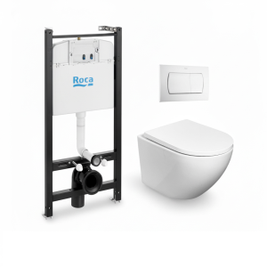 Roca active y pulsador blanco, wc round smart tor 3 con kp