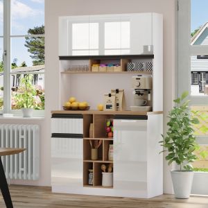 Aparador para cocina comedor salón 3 puertas 1 cajón blanco 185x105x45cm