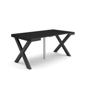 Mesa consola extensible, 160x90x73cm, negro, patas madera maciza rf2751