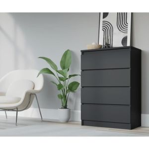 Cómoda - negra mate - 70 cm - 4 cajones