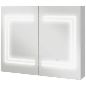 Armario de baño 80x15x65 cm mdf, vidrio color blanco kleankin, hogar - baño