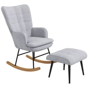 Silla mecedora 64x89x90 cm lino sintético color gris Homcom