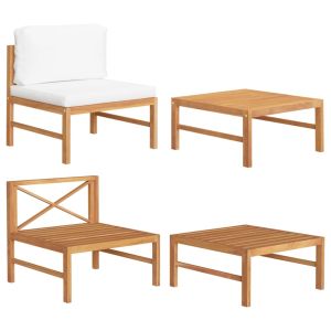 vidaXL set de muebles de jardín 2 pzas madera de teca y cojines crema