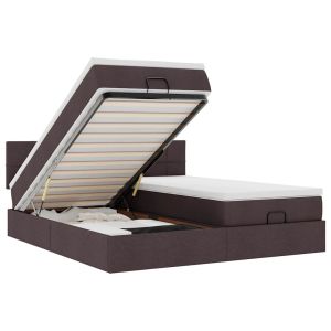 vidaXL estructura cama otomana colchones tela marrón oscuro 180x200cm