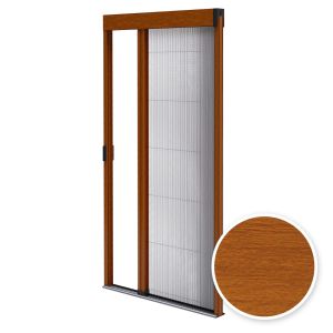 Mosquitera plisada para puerta 120x240 cm - aluminio roble dorado