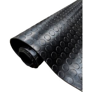 Suelo PVC| Composición 100% Caucho| Diseño Botones Negro| Grosor 3MM| 140X900CM