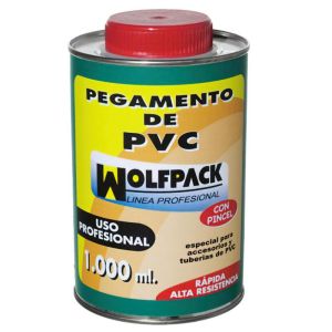 Pegamento pvc  wolfpack  con pincel 1000 ml.