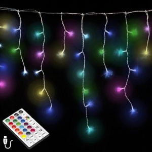Guirnalda luces navidad cortina regulables 5x0,7 metros 160 leds luz multicolor uso interi