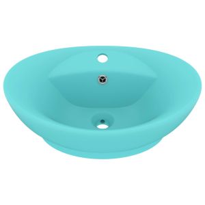 vidaXL lavabo lujoso con rebosadero cerámica verde claro 58,5x39cm