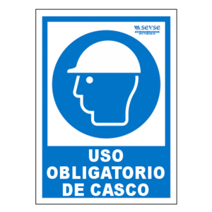 HS-401 Señal de USO OBLIGATORIO DE CASCO - Señal de pared, Clase B, PVC, 297x210 (mm)
