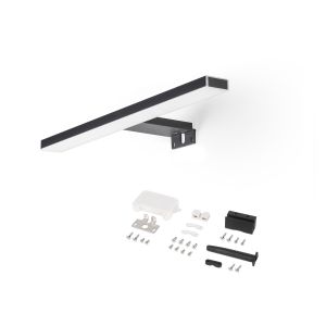 Emuca Foco LED para espejo de baño Leo (AC 230V 50Hz), 6 W, Pintado negro, Plástico