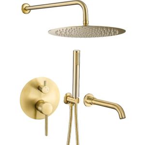 Valaz ducha empotrada de bañera pared dorado cepillado jucar 30cm