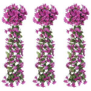 vidaXL guirnaldas de flores artificiales 3 uds morado claro 85 cm