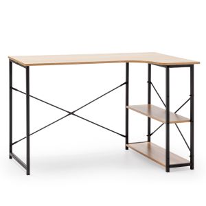 Mesa de escritorio Juani 2 estantes negro, estilo industrial, 120 cm