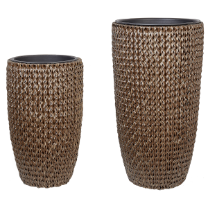 Conjunto de 2 macetas cedrus 37/45 cm ratán sintético marrón