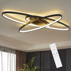 Nettlife lámpara de techo LED negra 75w regulable con mando a distancia