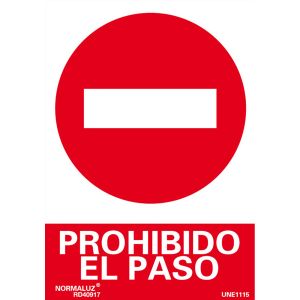 Señal prohibido pasar 210x297mm rd40017