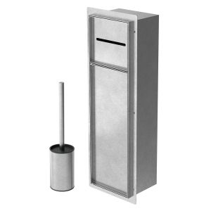Soporte para escobilla de wc empotrado acero plateado 60x20cm con tapa
