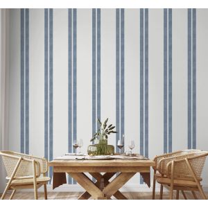 Papel pintado tnt autoadhesivo rayas doble azul 53x300 cm