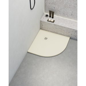 Plato de ducha poaLGi - 80x80 cm semicircular - marfil - extraplano