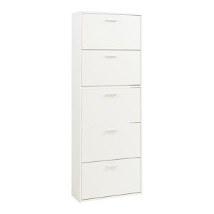 Zapatero sykkylven con 5 puertas 169x60x24 cm - blanco [en.casa]
