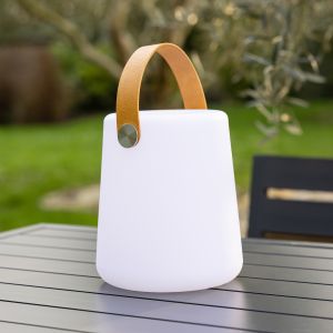Lámpara de sobremesa LED con asa sintética vela