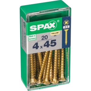 Caja 20 unid. Tornillo madera cabeza plana yellox 4,0x45mm
