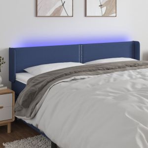 Cabecero con LED de tela azul 203x16x78/88 cm eso7994