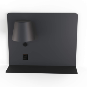 Aplique negro ajustable con puerto de carga usb y type-c y focos