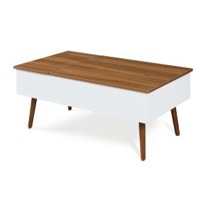 Mesa de centro flesen con tablero elevable blanco/nogal [en.casa]