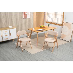 Silla de comedor plegable madera maciza caqui con reposabrazos set de 2