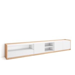 Mueble tv, 310x50x37cm, blanco y roble soft rf4326