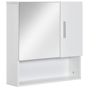 Armario con espejo 54x15.2x55.3 cm mdf, vidrio color blanco kleankin