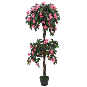 vidaXL planta artificial azalea con maceta 155 cm verde y rosa